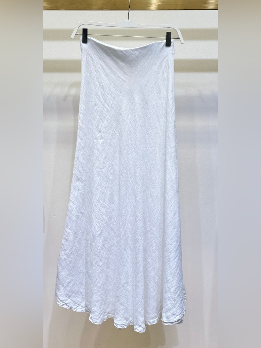 (113002-WHT) SOLID LINEN MIDI SKIRT